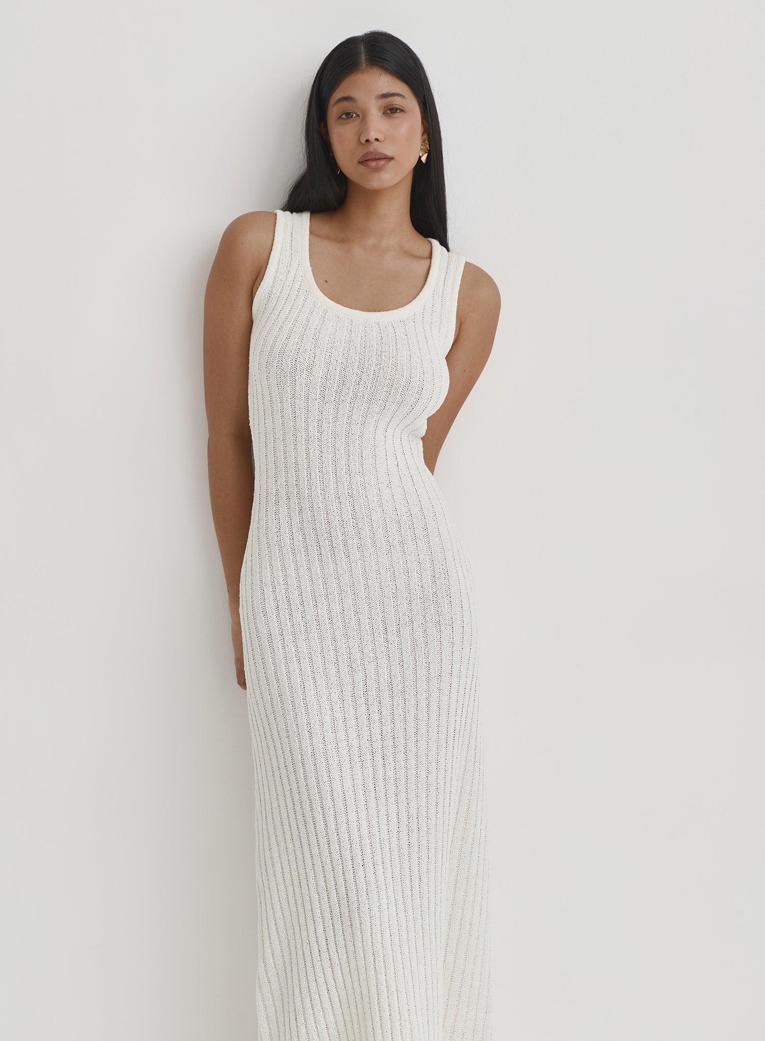 Cream Knit Maxi Dress